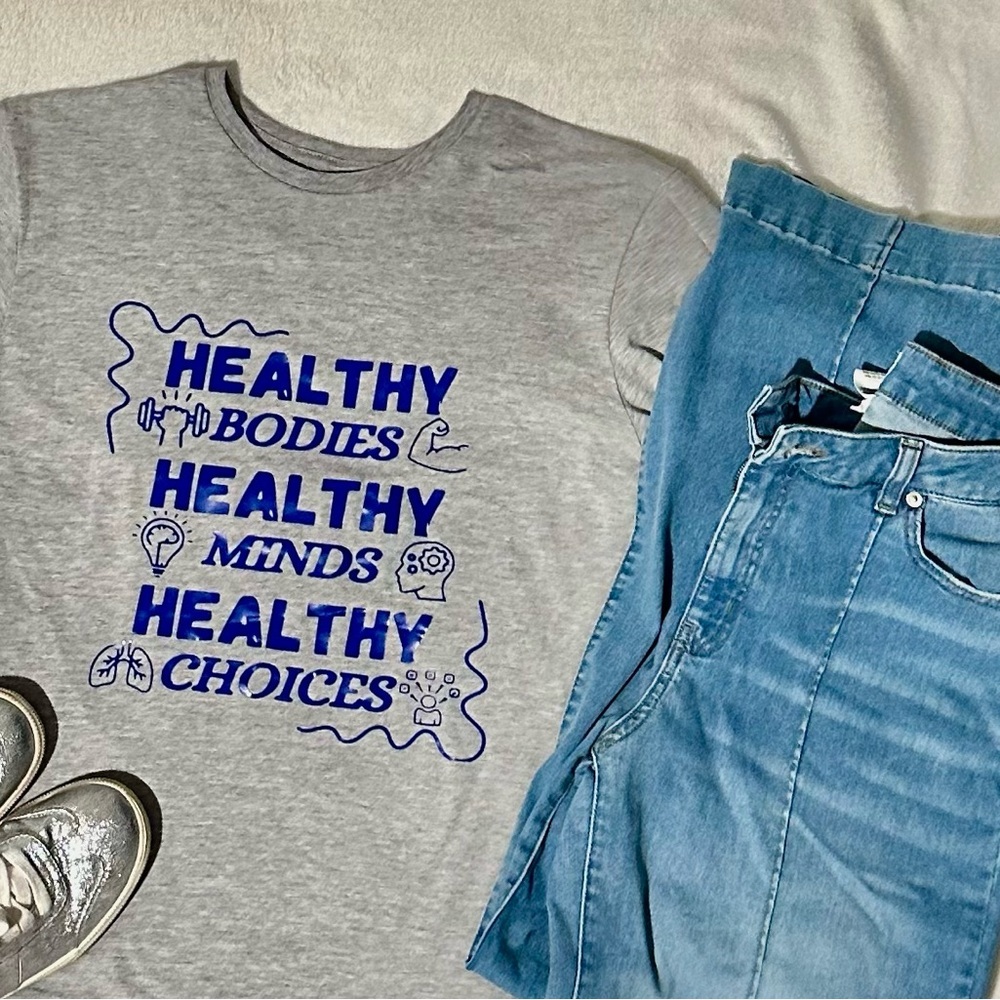 Gray and Blue Health T-Shirt